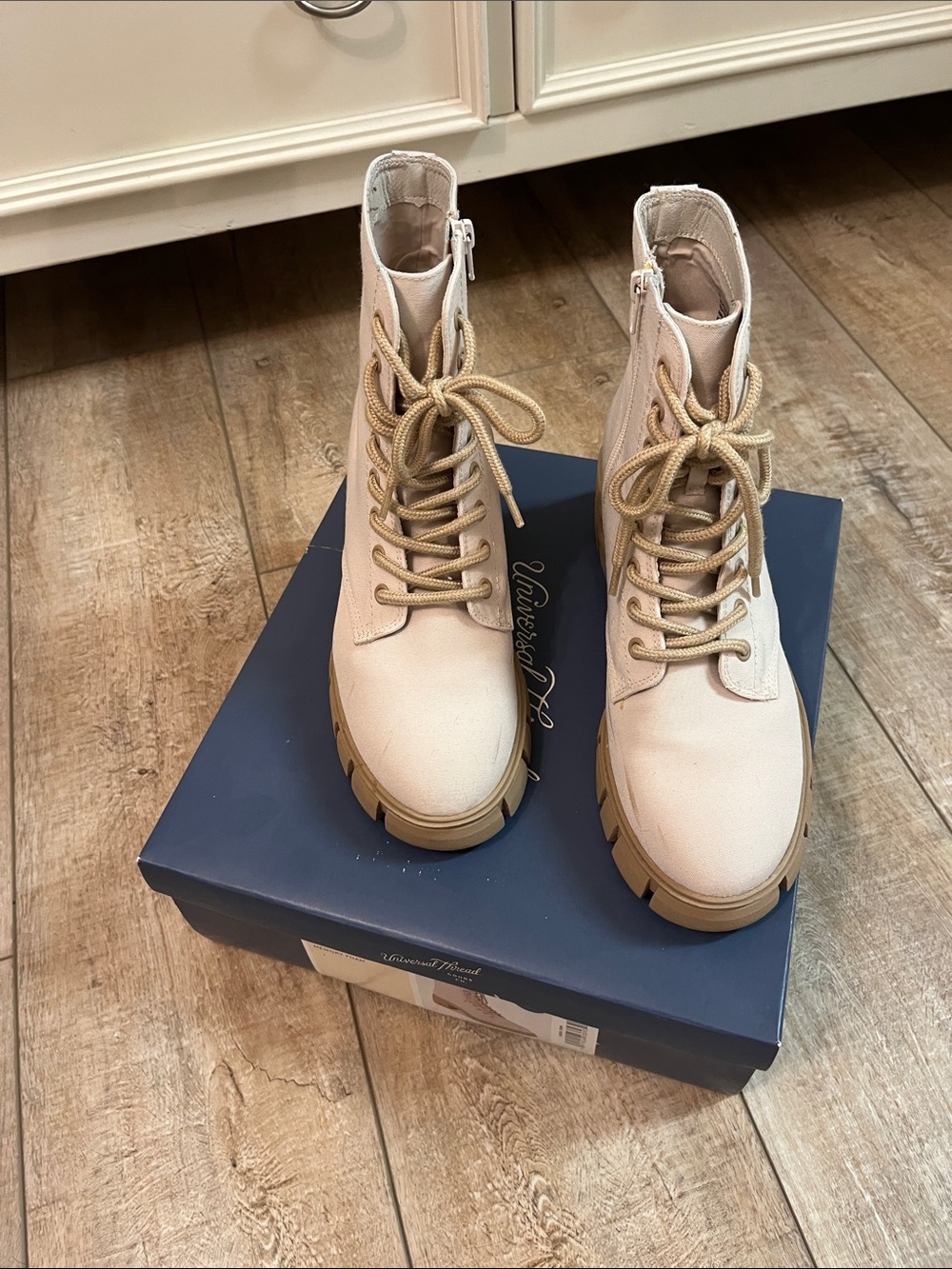 Universal Thread Beige Lace-Up Kolbi Ankle Boots